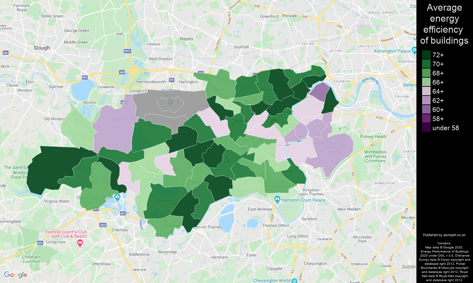 Twickenham map of energy efficiency of flats