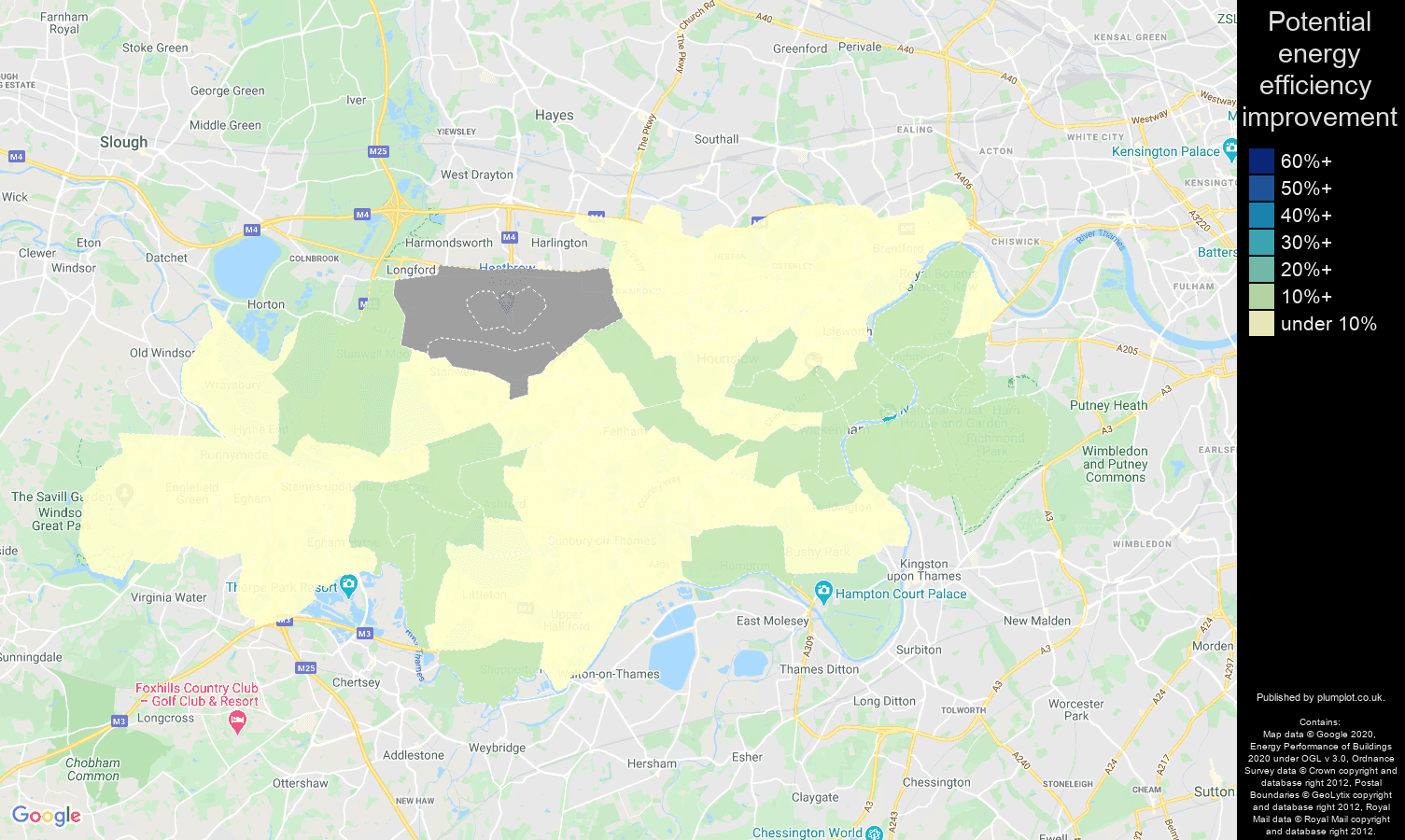 Twickenham map of potential energy efficiency improvement of flats