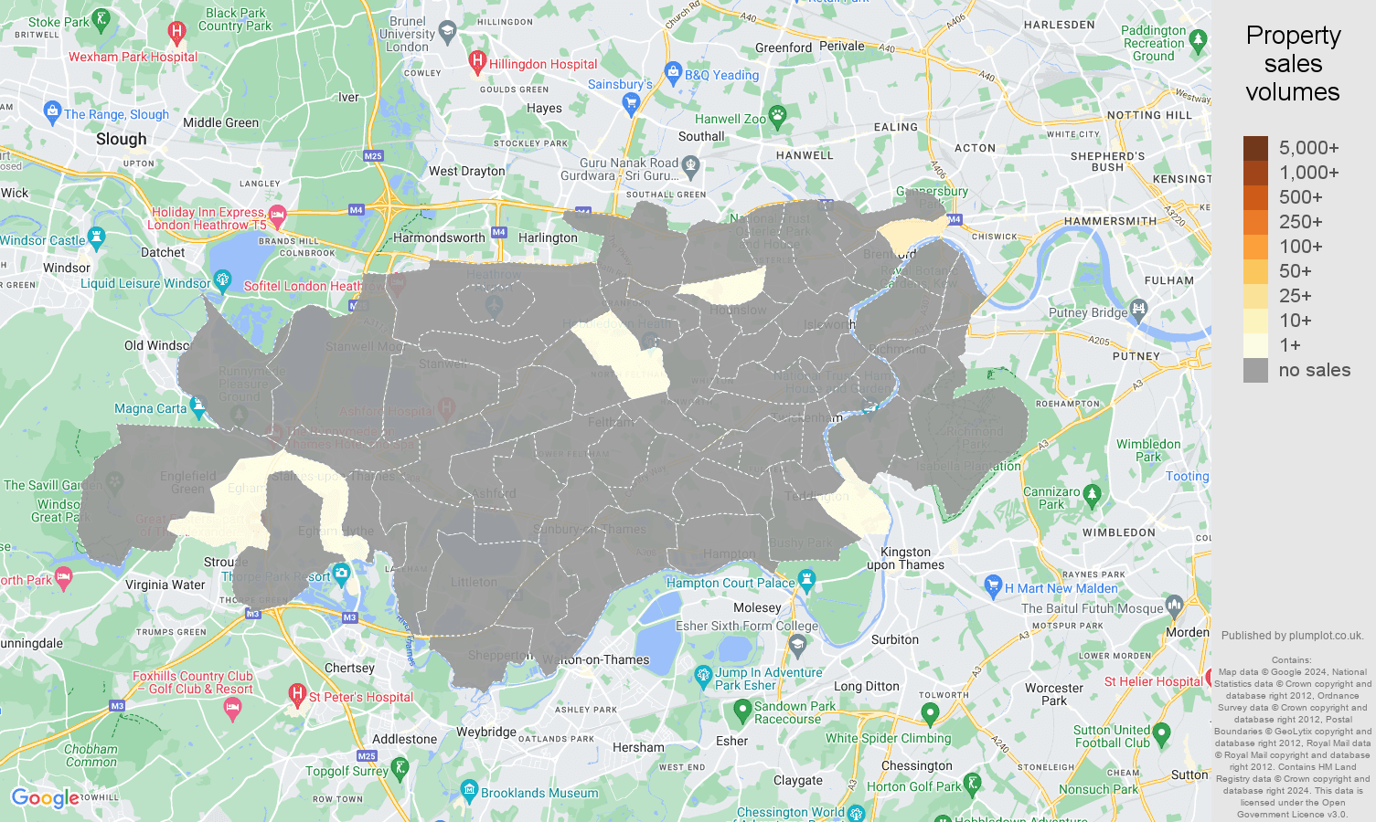 Twickenham map of sales of new properties