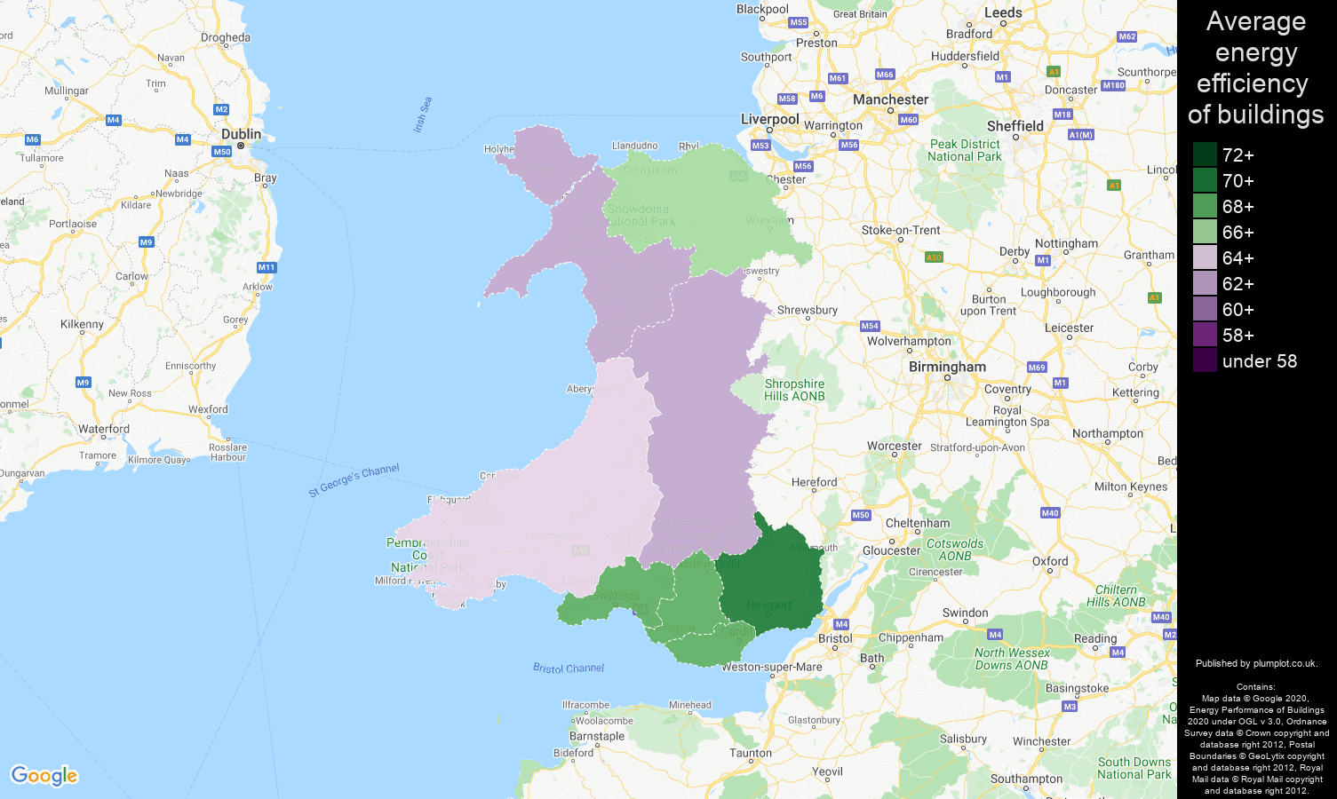 Wales map of energy efficiency of flats