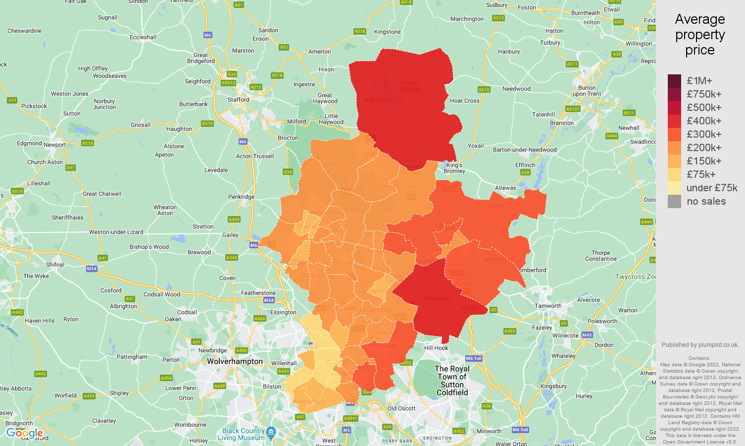 Walsall house prices map
