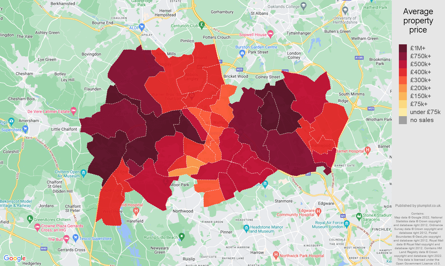 Watford house prices map