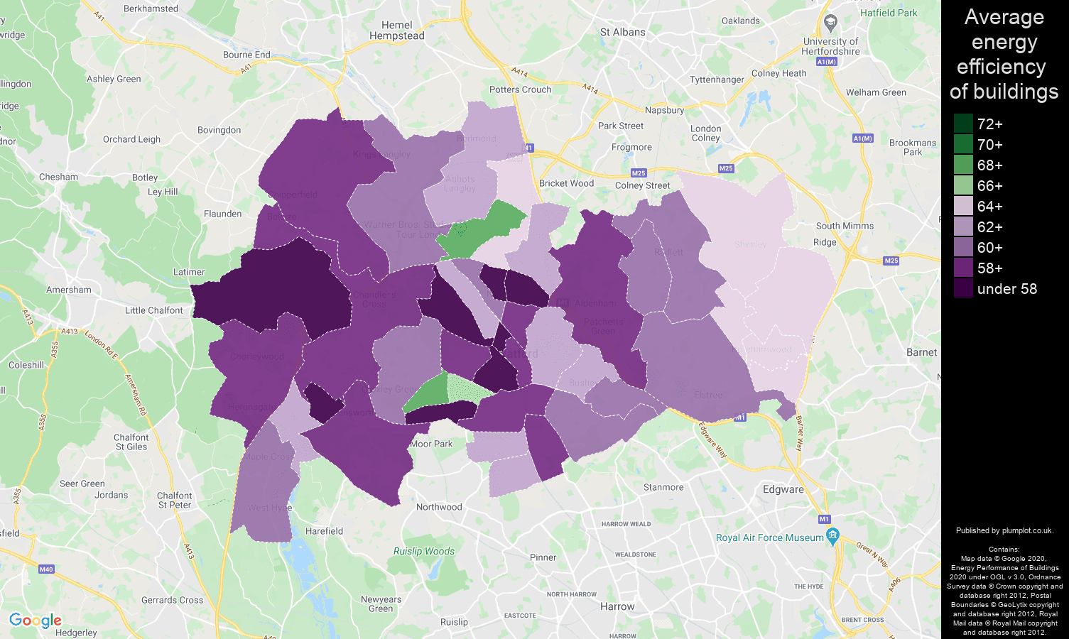 Watford map of energy efficiency of houses