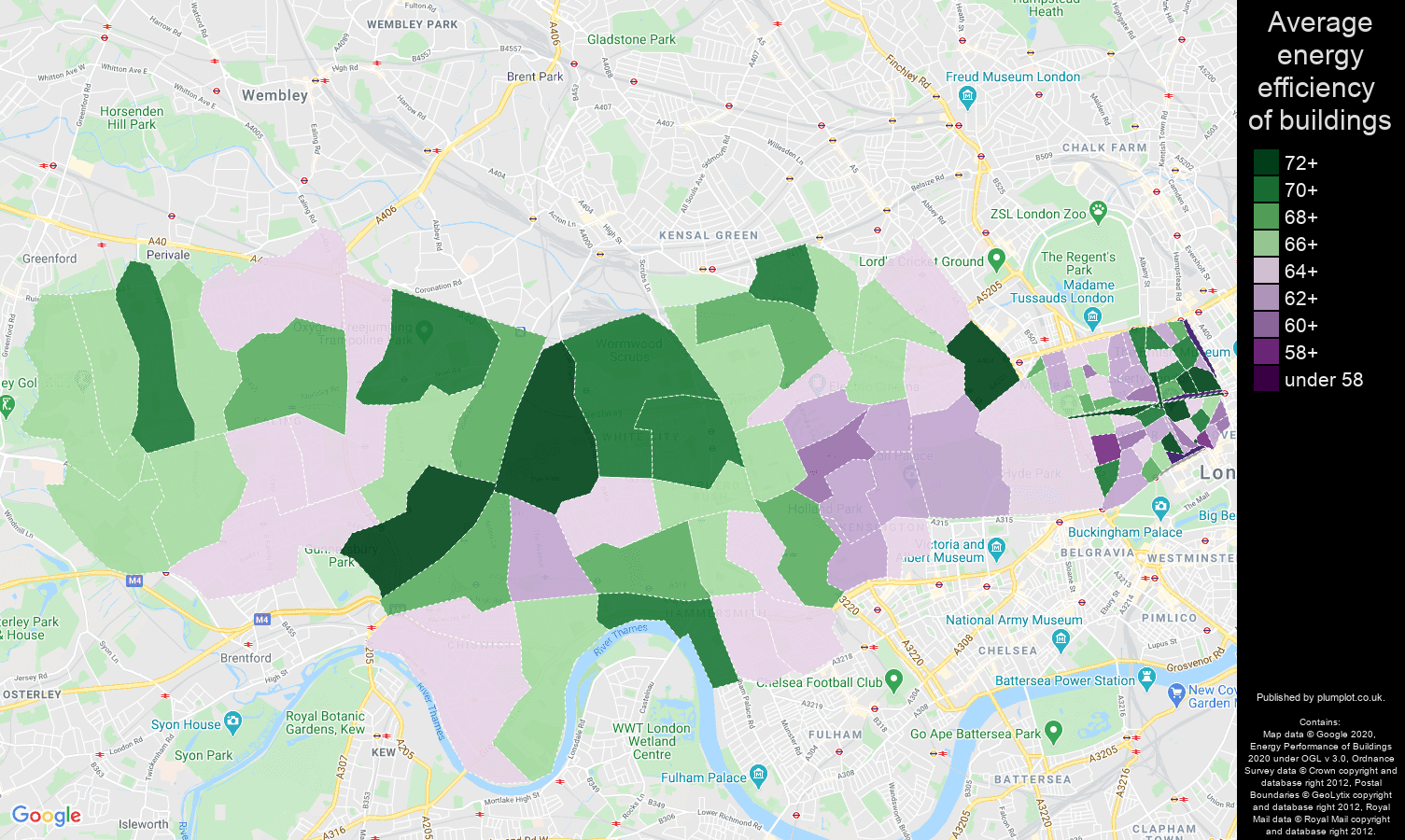 West London map of energy efficiency of flats