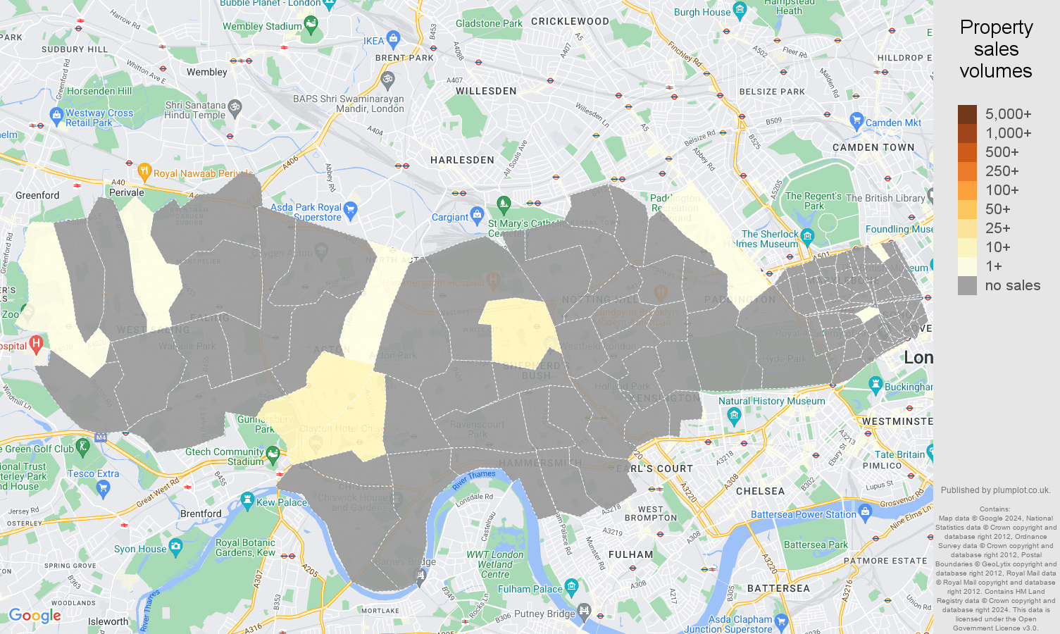 West London map of sales of new properties