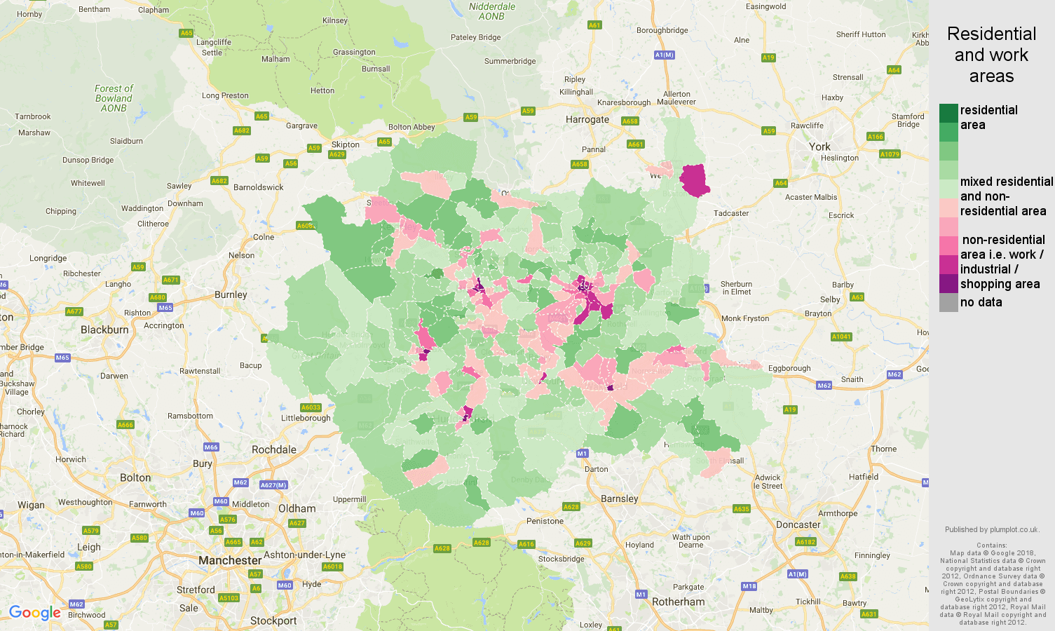 West Yorkshire residential areas map