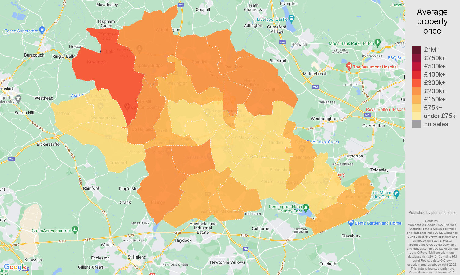 Wigan house prices map