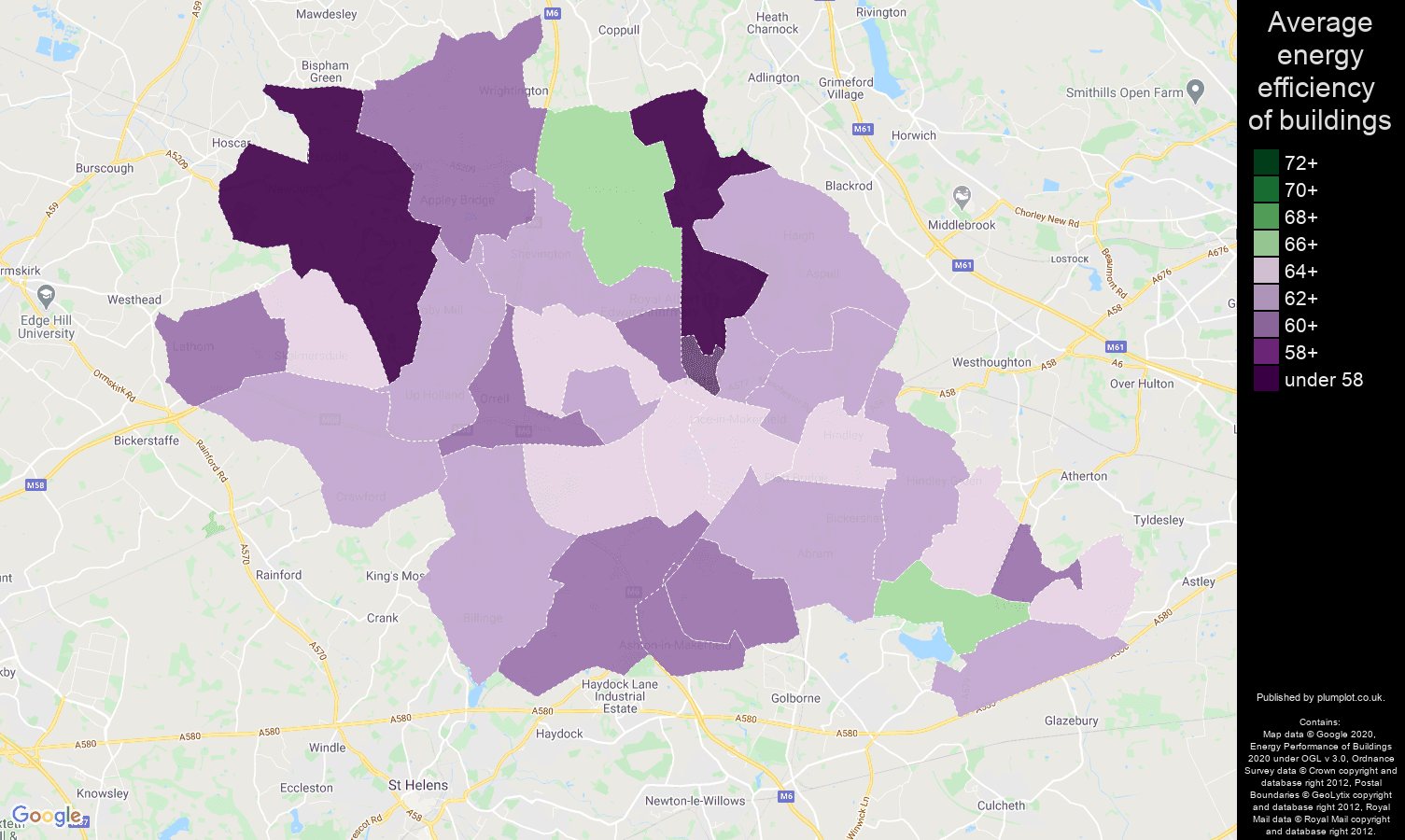 Wigan map of energy efficiency of houses