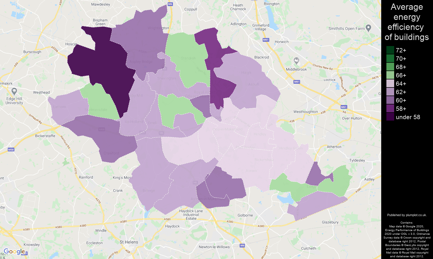 Wigan map of energy efficiency of properties