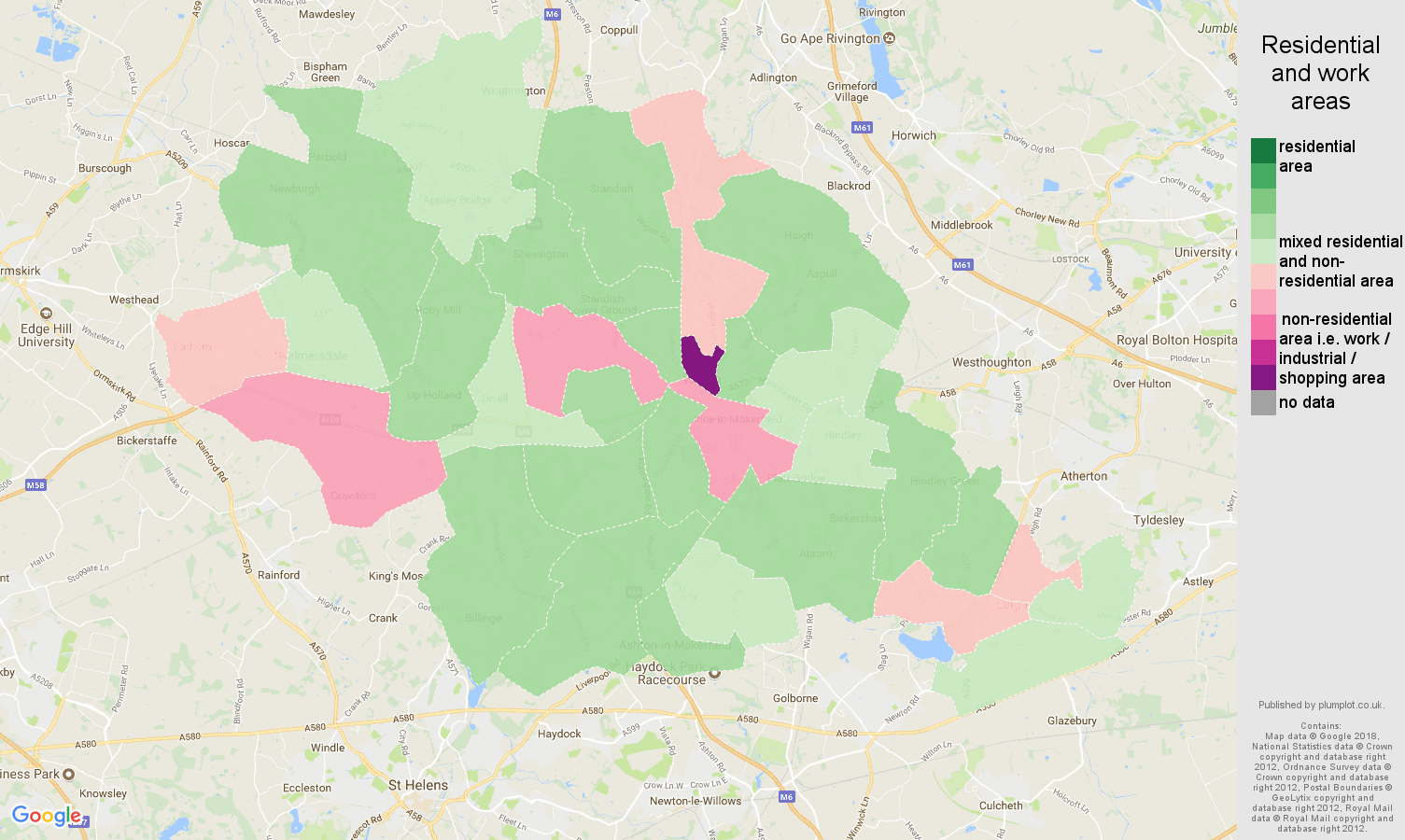 Wigan residential areas map