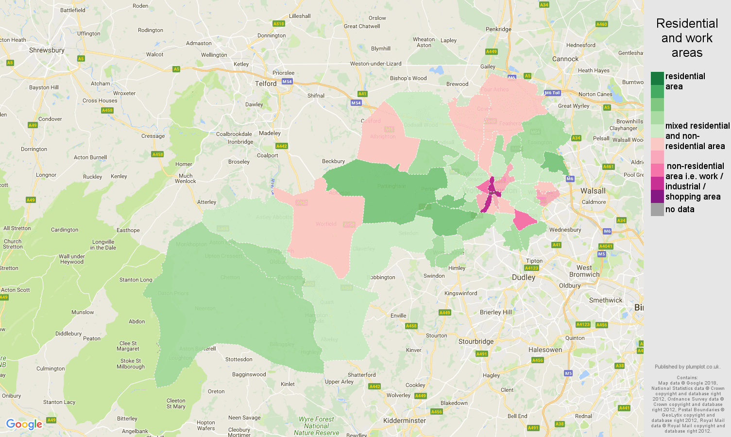 Wolverhampton residential areas map