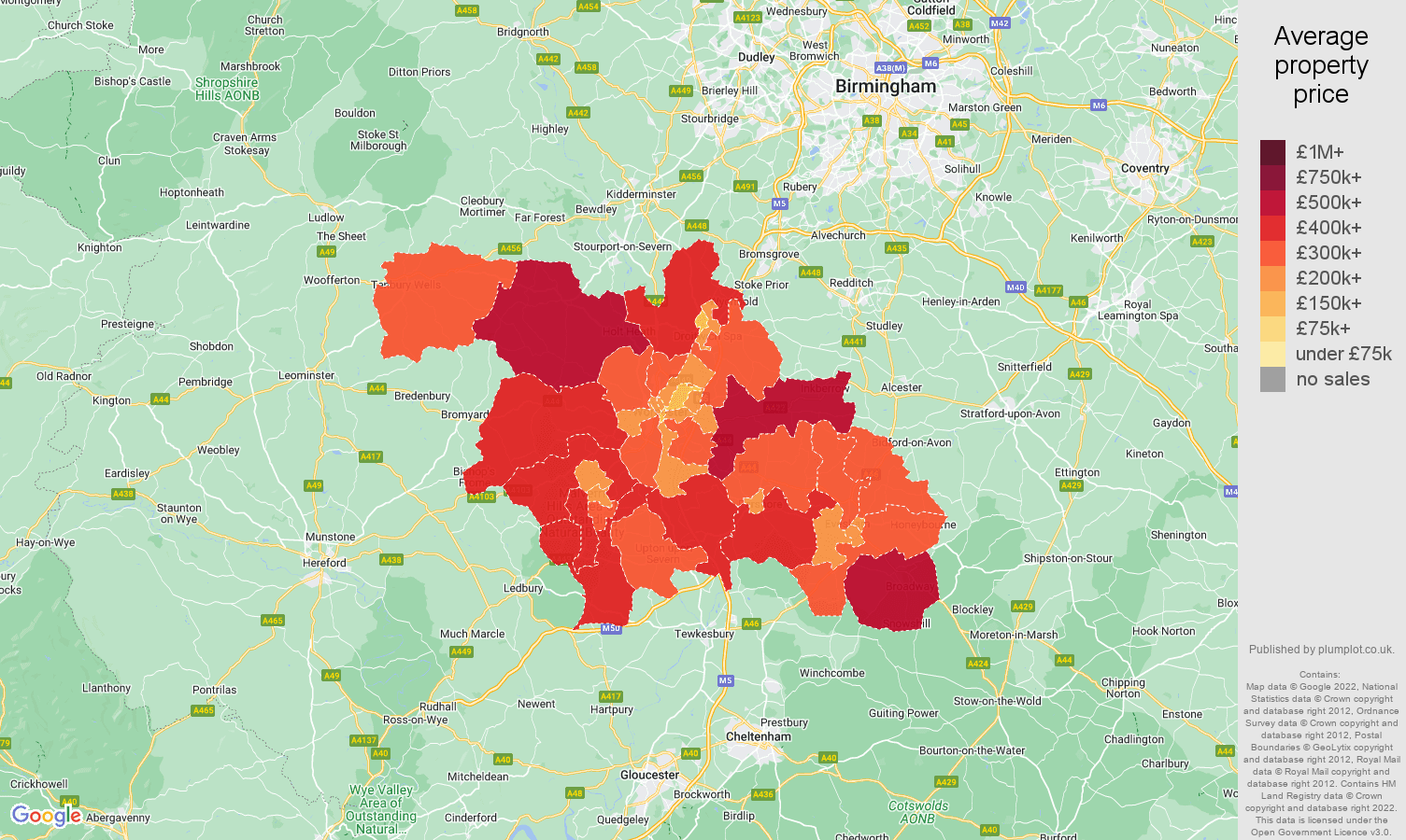 Worcester house prices map