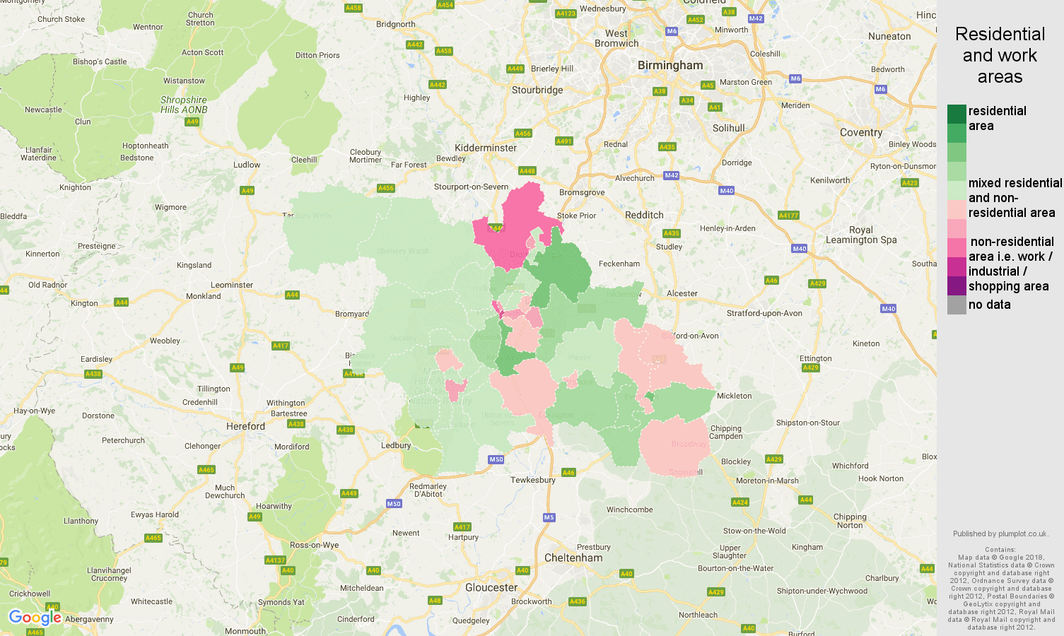 Worcester residential areas map