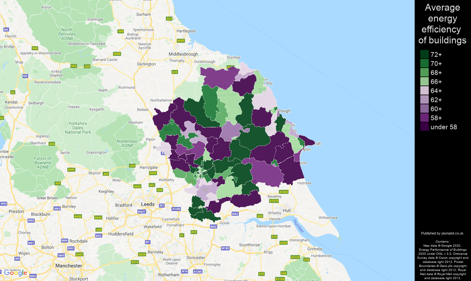 York map of energy efficiency of flats