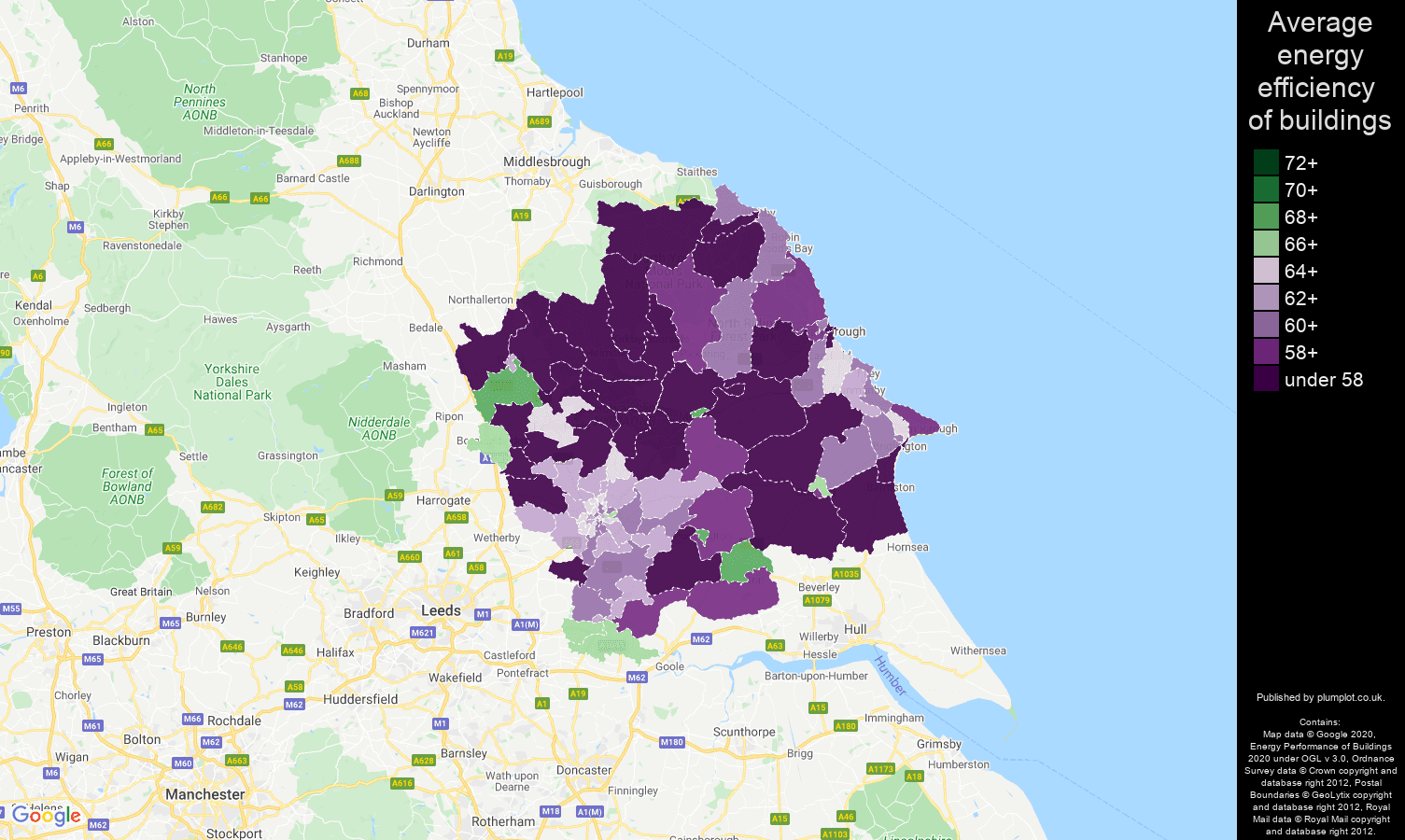 York map of energy efficiency of houses