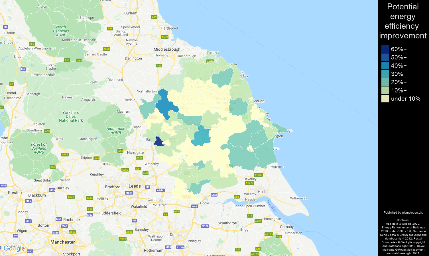 York map of potential energy efficiency improvement of flats