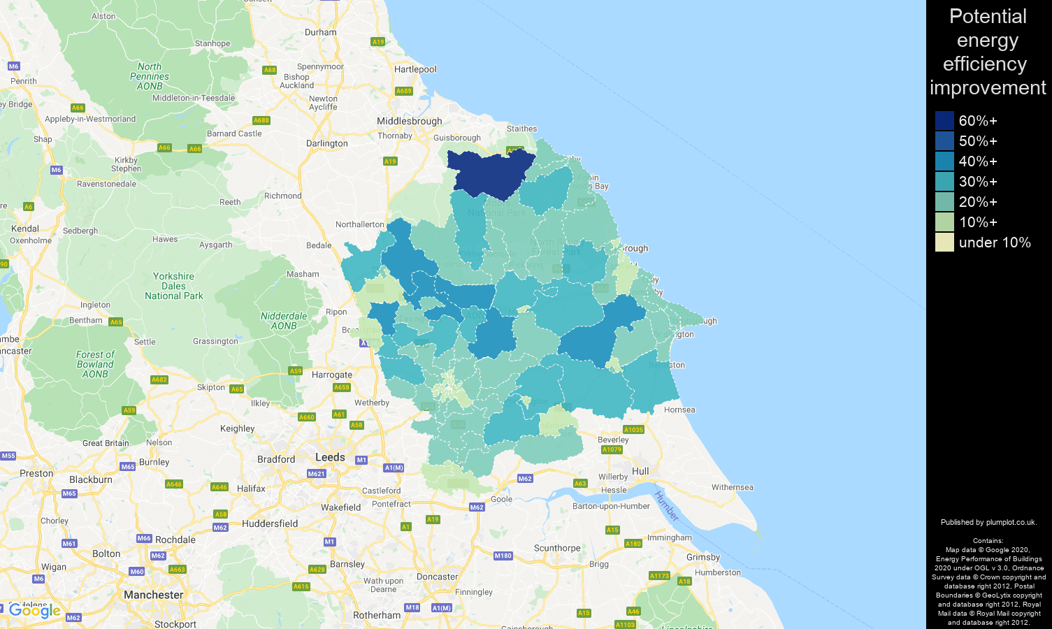York map of potential energy efficiency improvement of properties