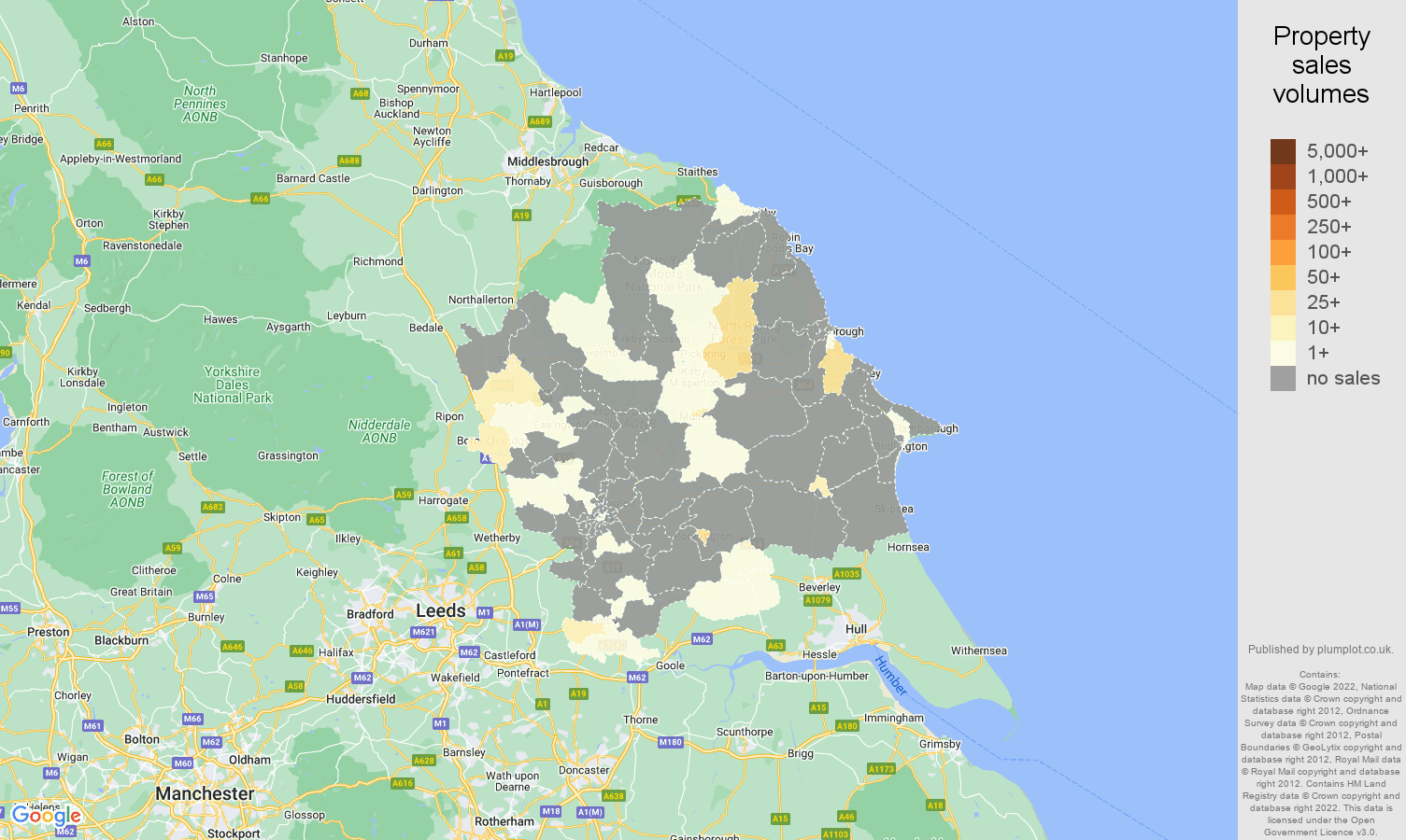 York map of sales of new properties