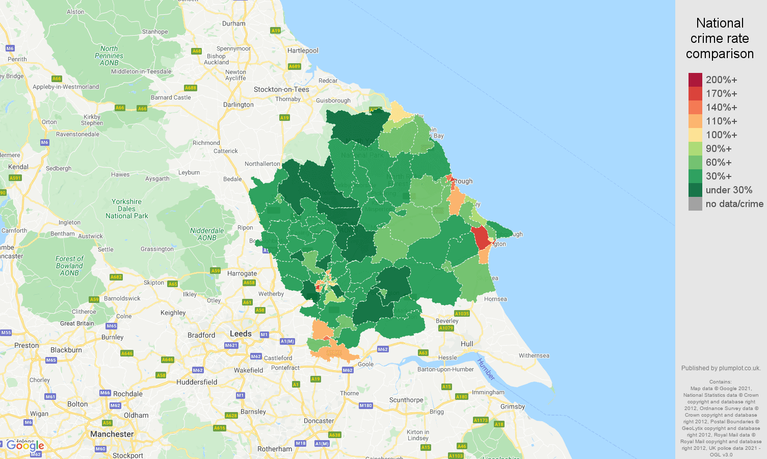 York violent crime rate comparison map