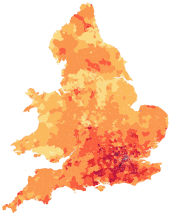 England and wales average house prices map.