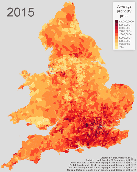 Animated market dynamics of annual property prices in England and Wales since 1995