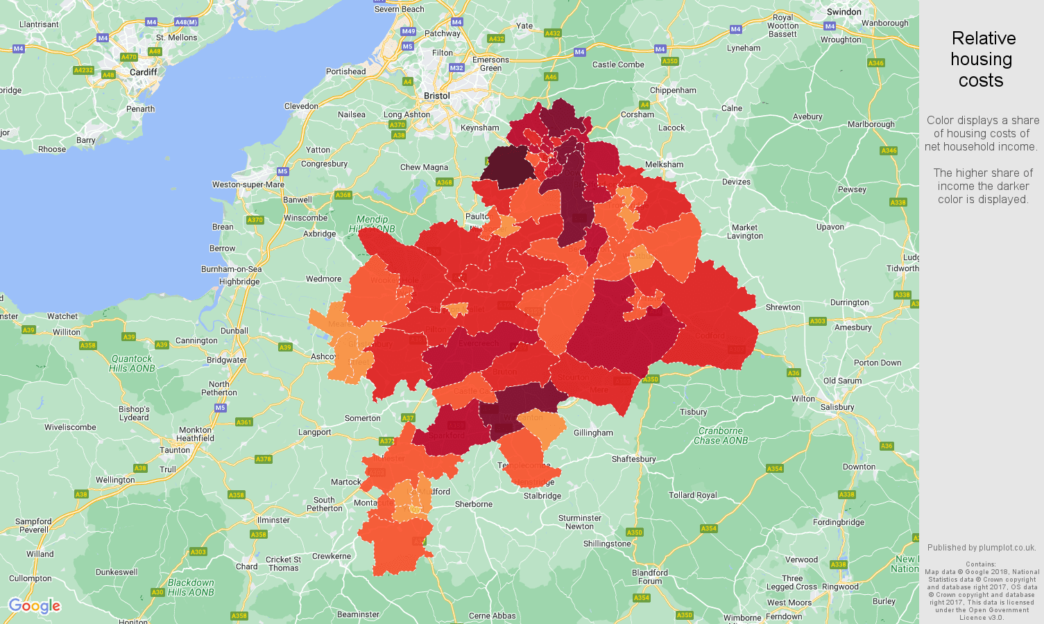 Bath relative housing costs map