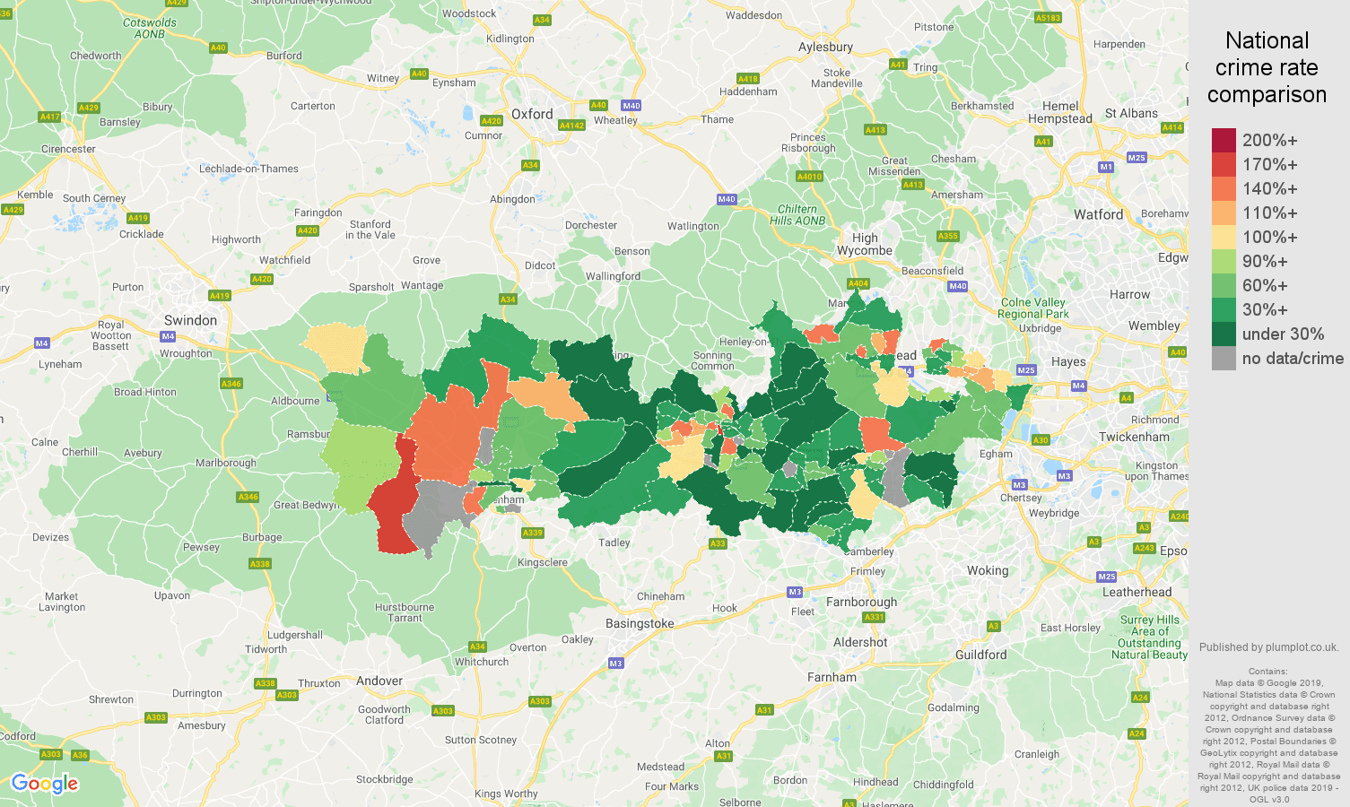 Berkshire other crime rate comparison map