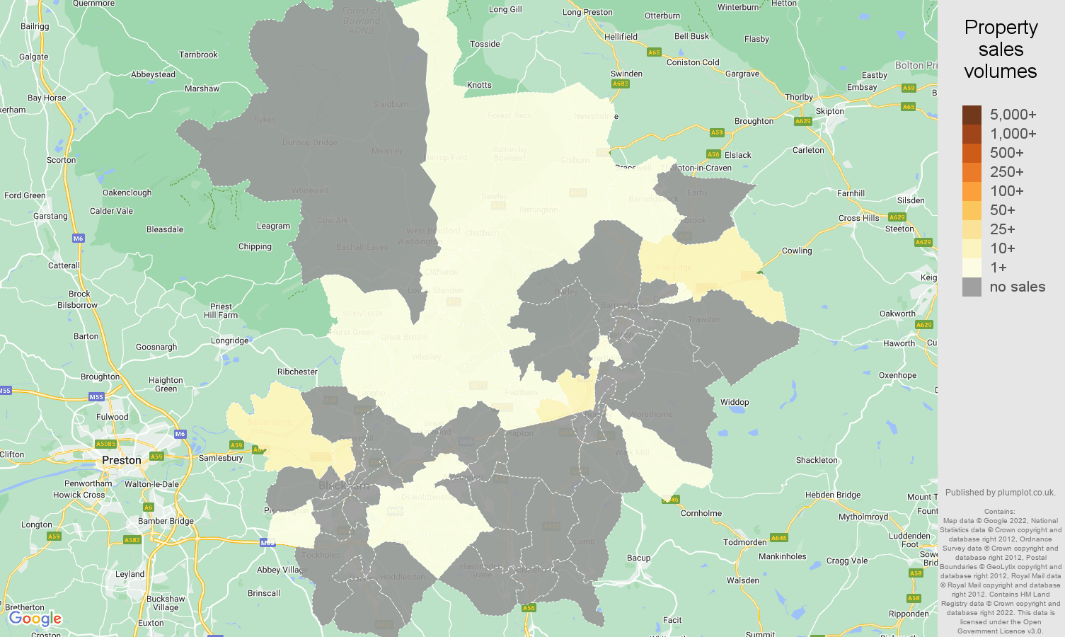 Blackburn map of sales of new properties