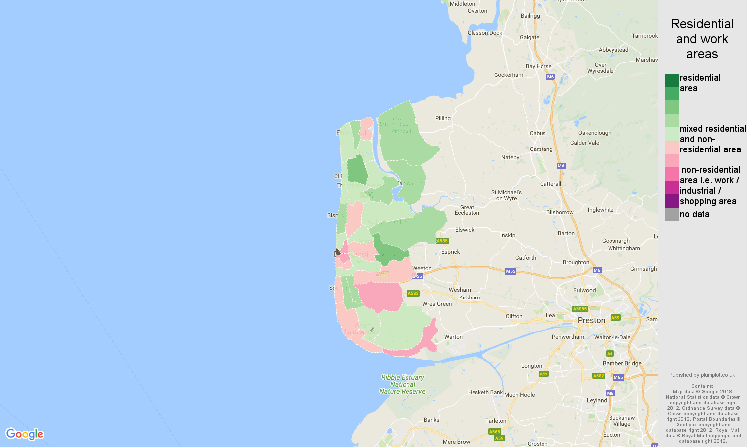 Blackpool residential areas map