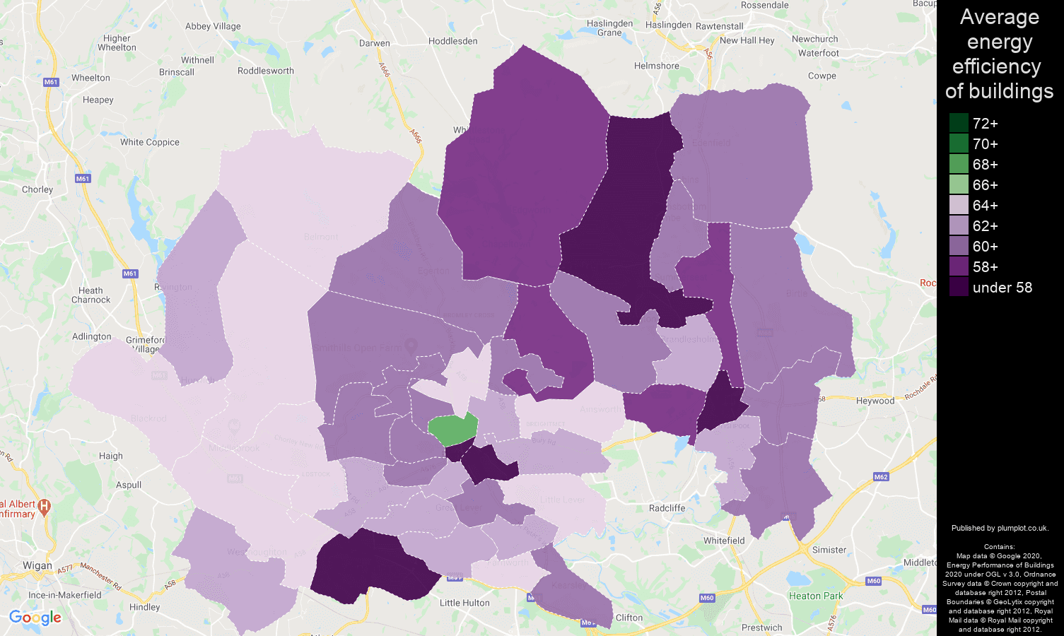 Bolton map of energy efficiency of houses