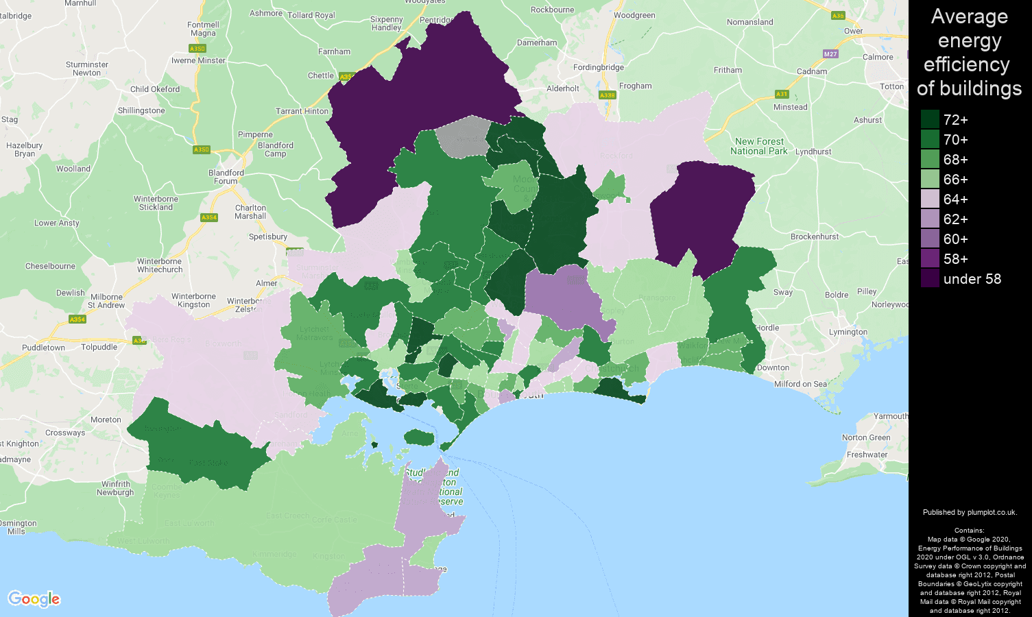 Bournemouth map of energy efficiency of flats