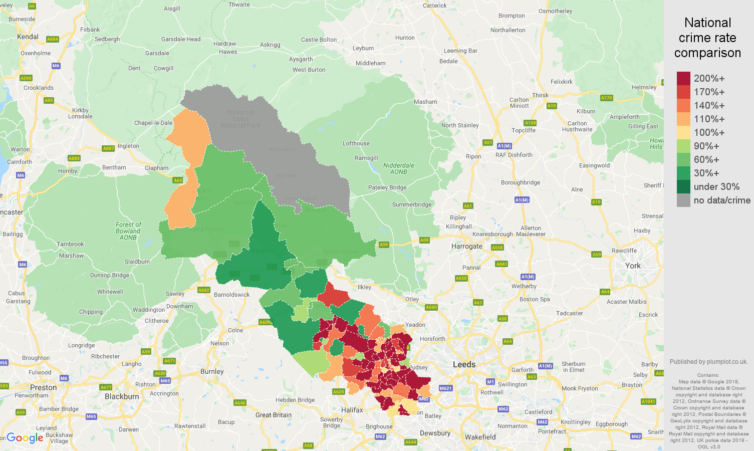 Bradford other crime rate comparison map