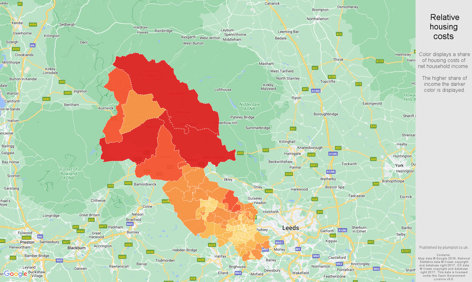 Bradford relative housing costs map