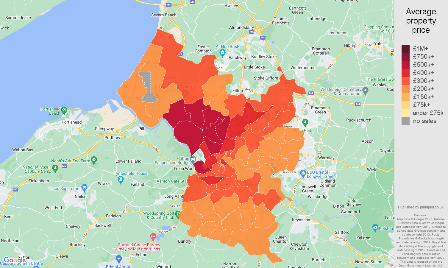 Bristol county house prices map