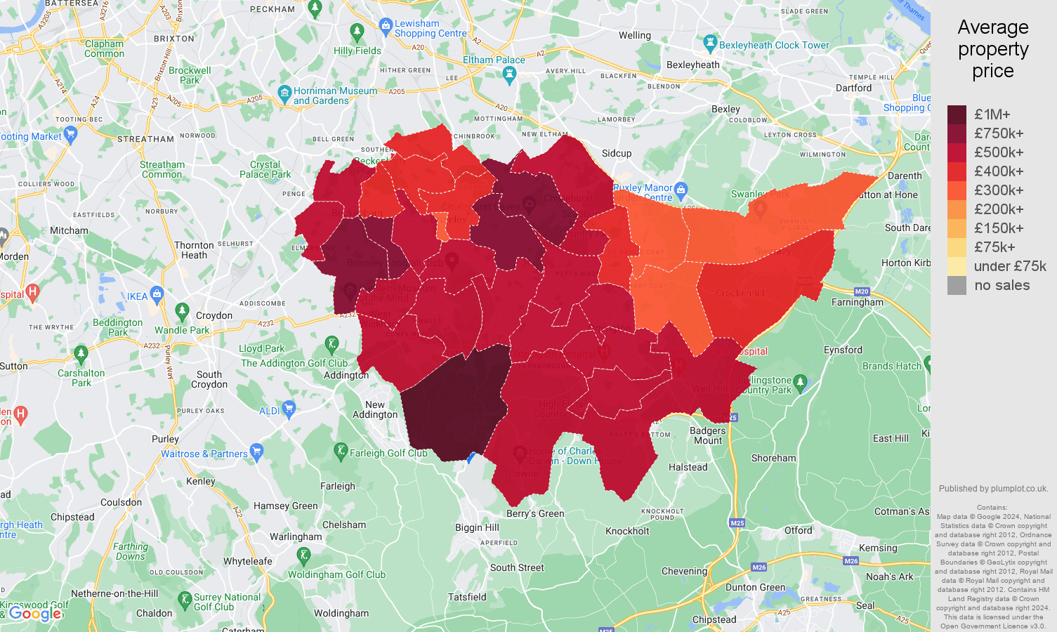 Bromley house prices map