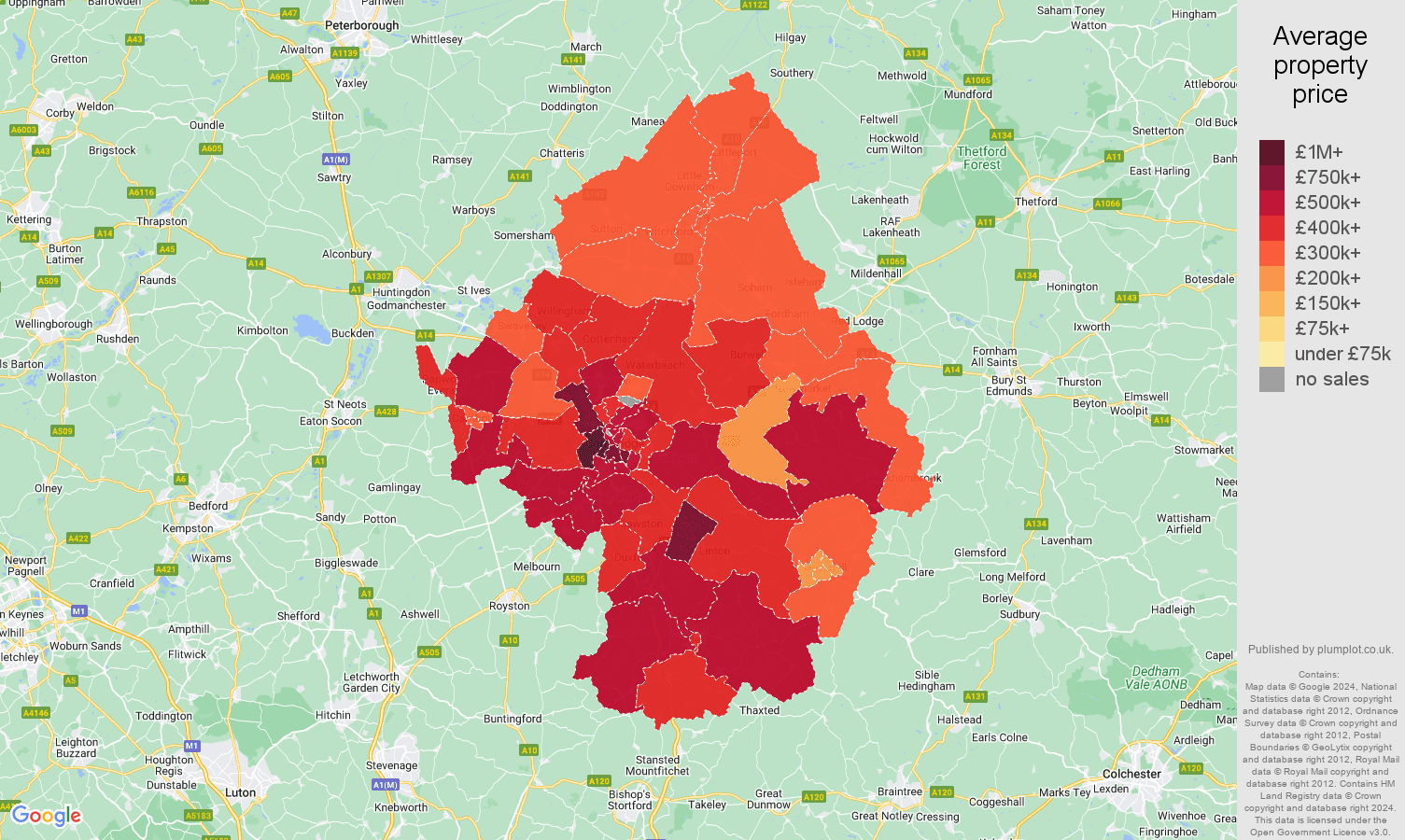 Cambridge house prices map