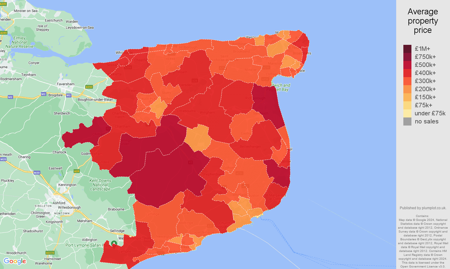 Canterbury house prices map