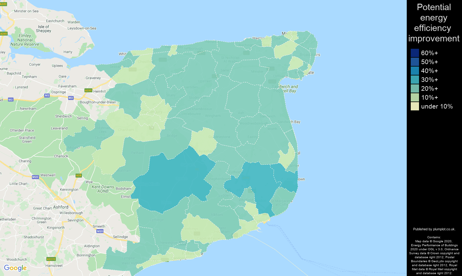 Canterbury map of potential energy efficiency improvement of properties