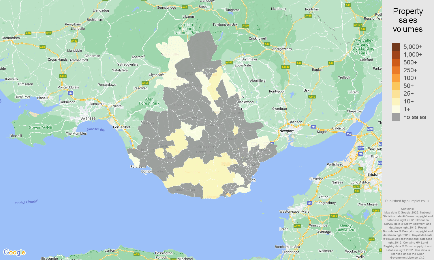 Cardiff map of sales of new properties