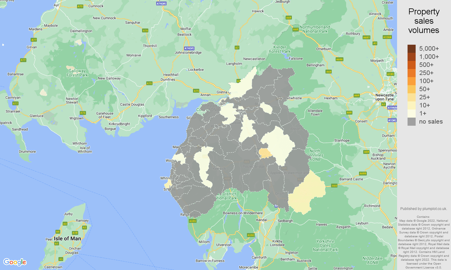 Carlisle map of sales of new properties