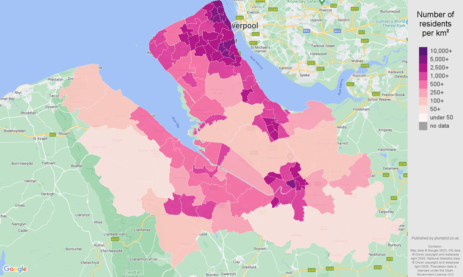 Chester population density map