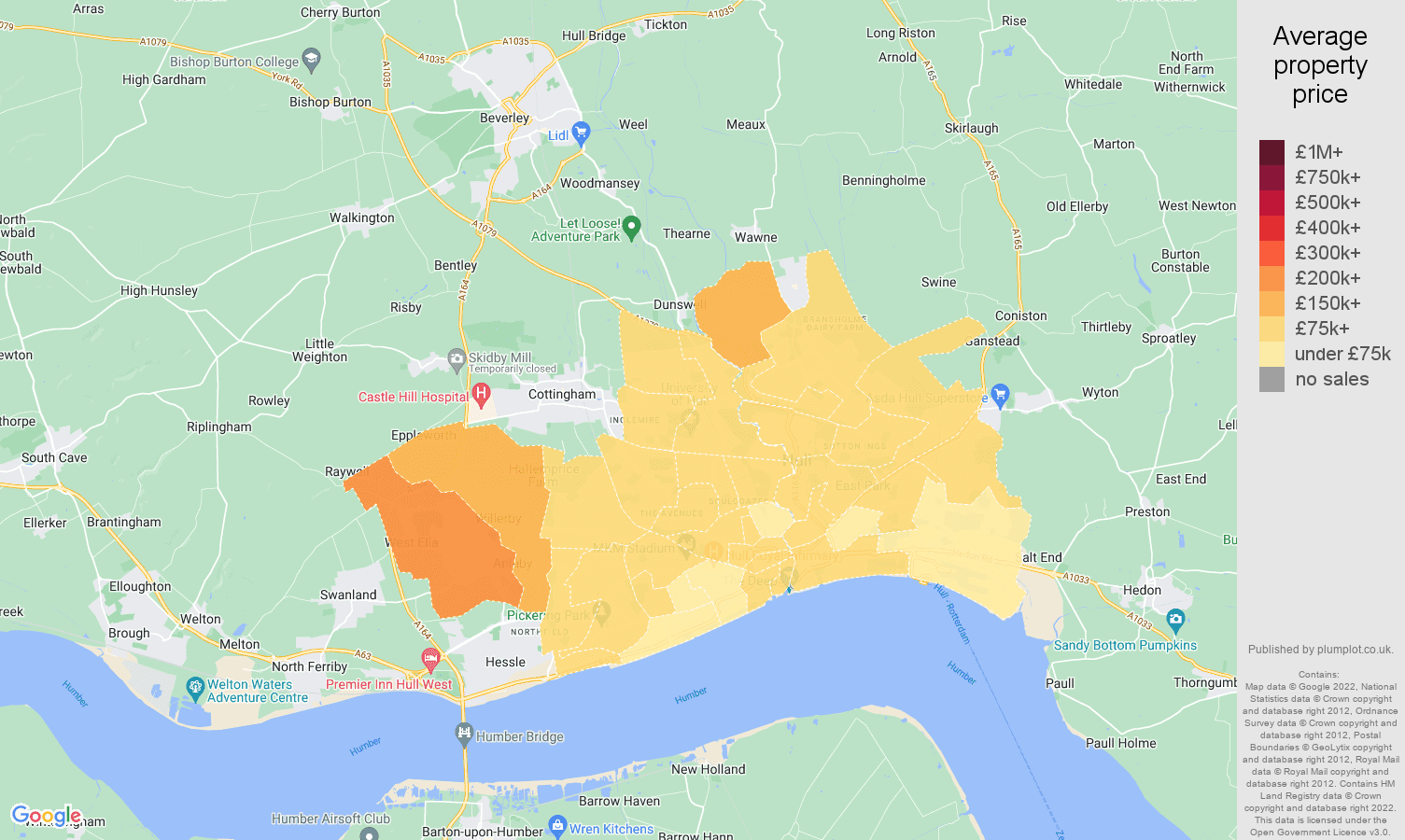 Kingston upon Hull house prices map