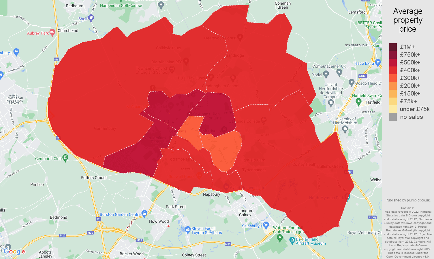 St Albans house prices map