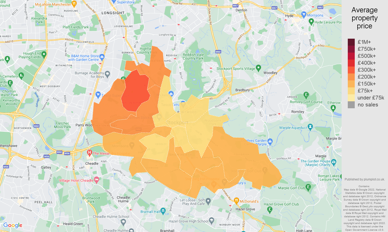 Stockport house prices map