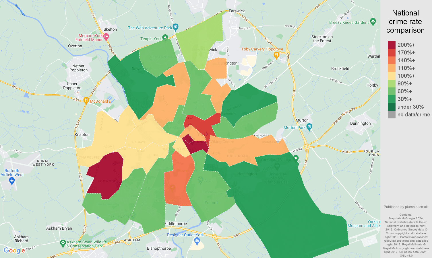 York crime rate comparison map