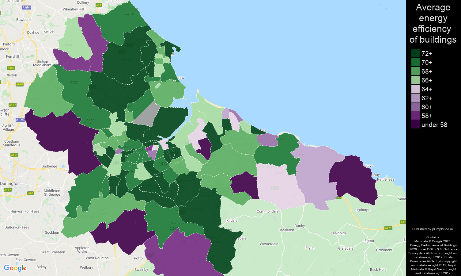 Cleveland map of energy efficiency of flats