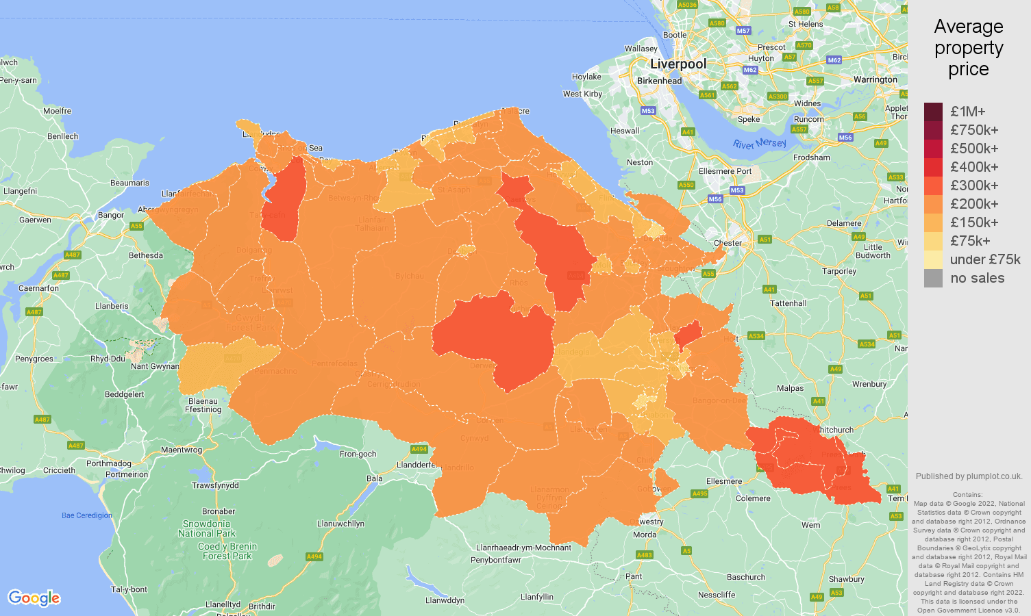 Clwyd house prices map