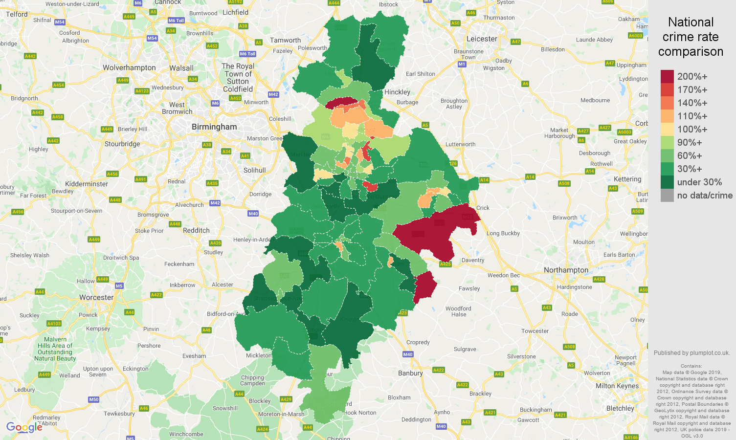 Coventry other crime rate comparison map