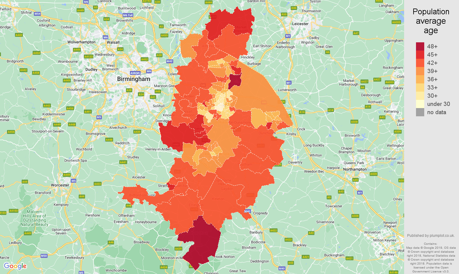 Coventry population average age map