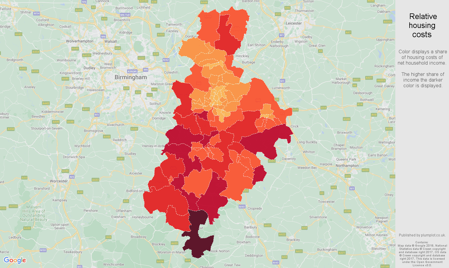 Coventry relative housing costs map